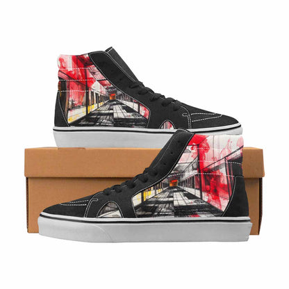 WOMEN'S Liminal Black & Red Ink High Top Canvas Graphic Print Aesthetic Custom Printed Shoes