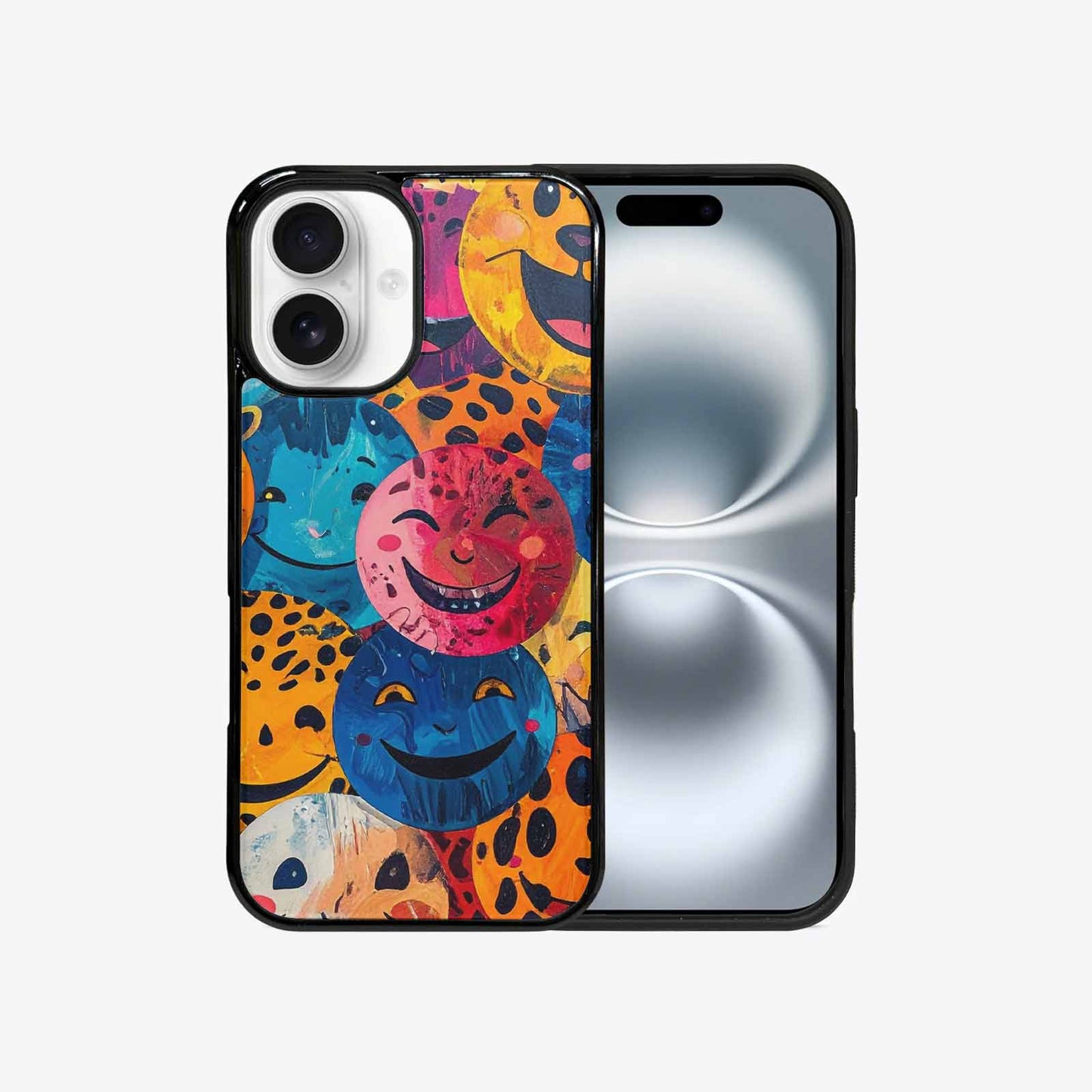 iPhone 16 Case — Smiley Faces Animal Printsmile Kh7 Personalized, Personalized Phone Case