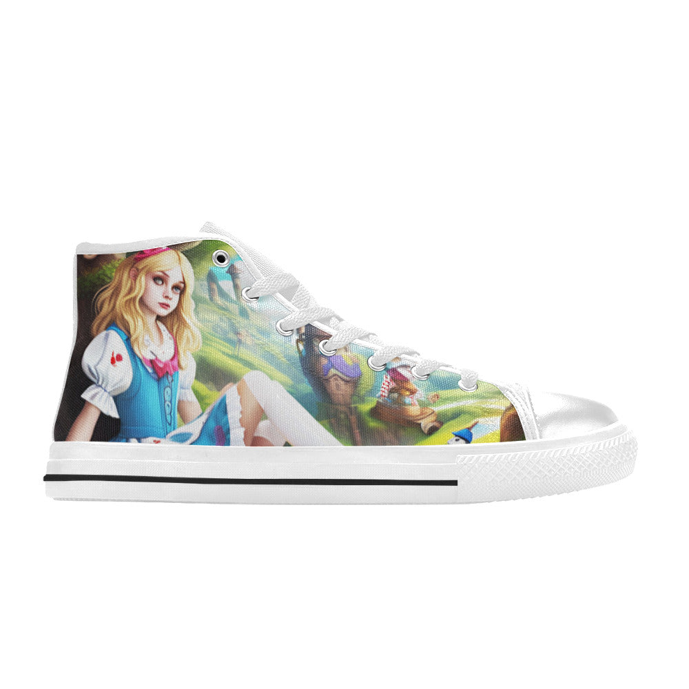 WOMEN'S Acid Creepy Wonderland Psychedelic High Top Canvas Grunge Custom Sneakers