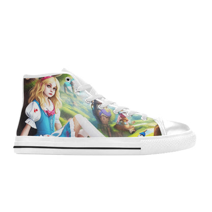 WOMEN'S Acid Creepy Wonderland Psychedelic High Top Canvas Grunge Custom Sneakers