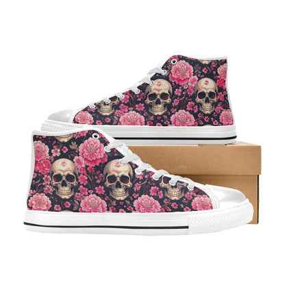 MEN'S Skull Cherry Blossom High Top Canvas Aesthetic Sneakers