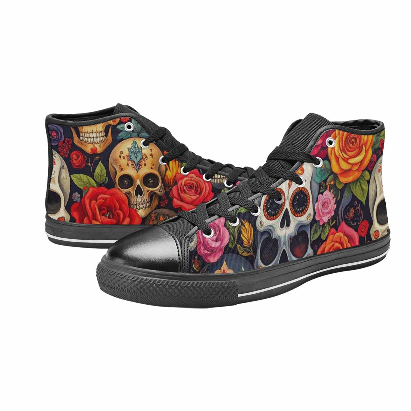 WOMEN'S Skull High Top Canvas Dark Academia Custom Sneakers