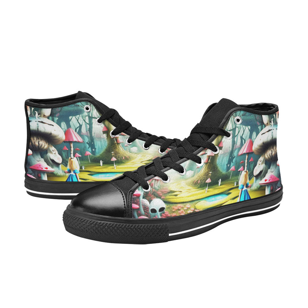 WOMEN'S Creepy World 8 High Top Canvas Vibrant Chaos Sneakers