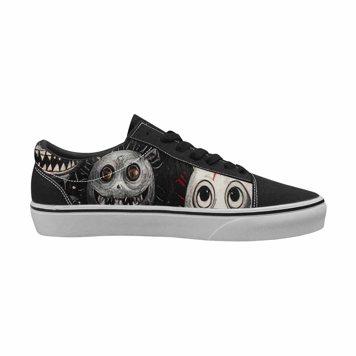 MEN'S Monsters Black & Red Ink Canvas Unique Print Surreal Custom Canvas Shoes