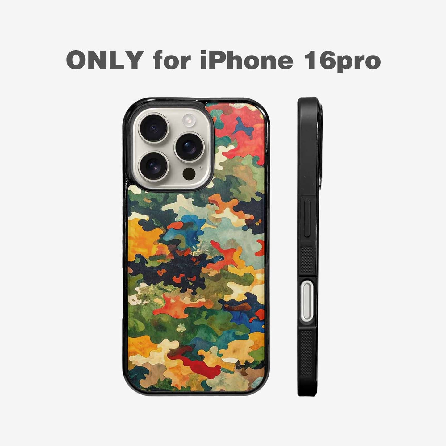 iPhone 16 Pro Case — Camo Patches Full Color Vibrant Camo, Custom Phone Case