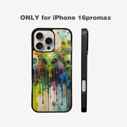 iPhone 16 Pro Max Case — Aliens Camomelting Aliens Patt Q9t, Unique Phone Case Design