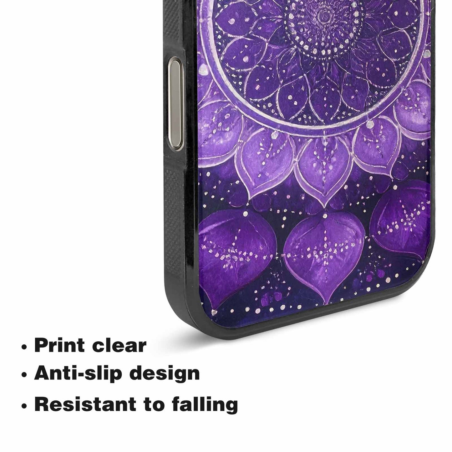 iPhone 16 Pro Max Case — Purple Mandala Bohemian Print Edge To, Personalized Phone Case