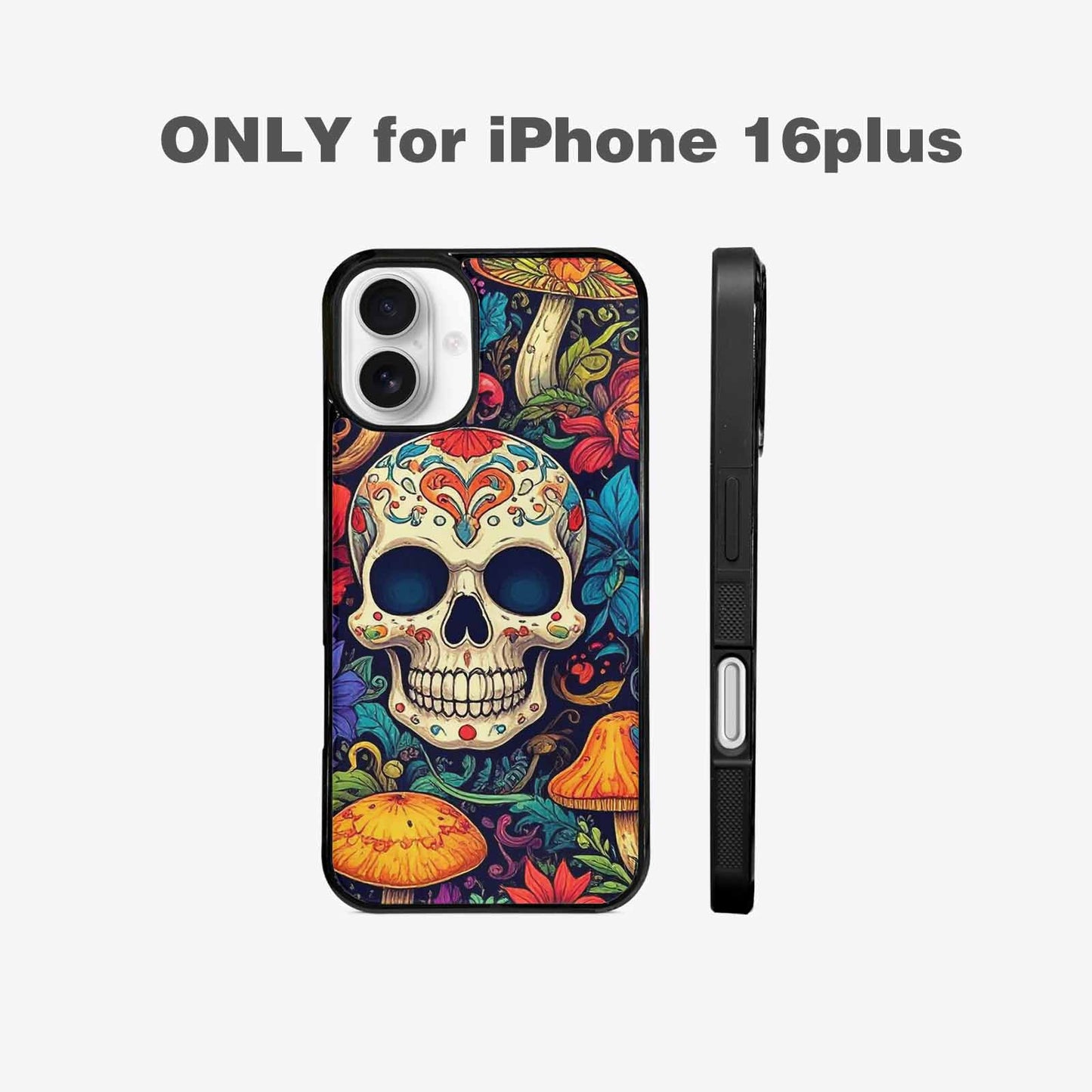 iPhone 16 Plus Case — Mushrooms And Skulls, Original Design Phone Case