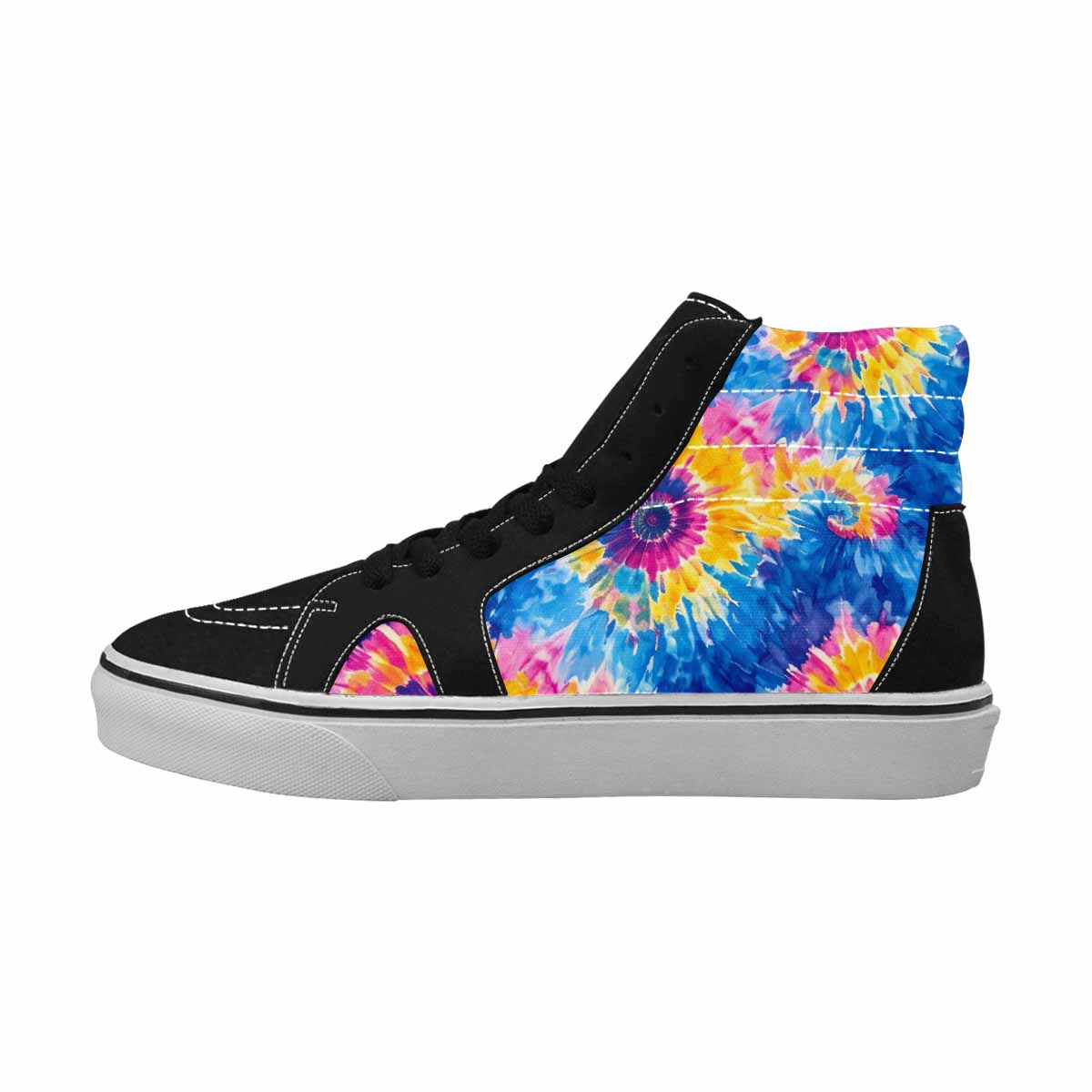WOMEN'S Tie Dye Swirl High Top Canvas Vibrant Chaos Sneakers