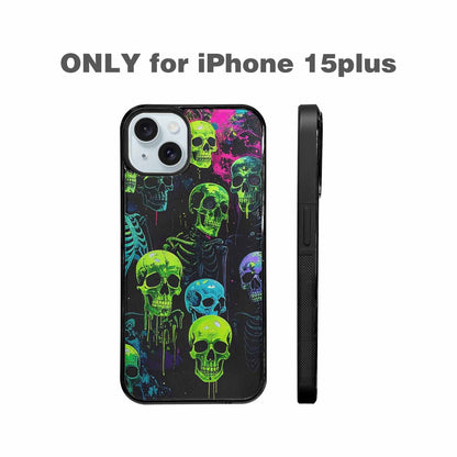 iPhone 15 Plus Case — Skeletons Neon Green Glowskele Ejt Personalized, Personalized Phone Case