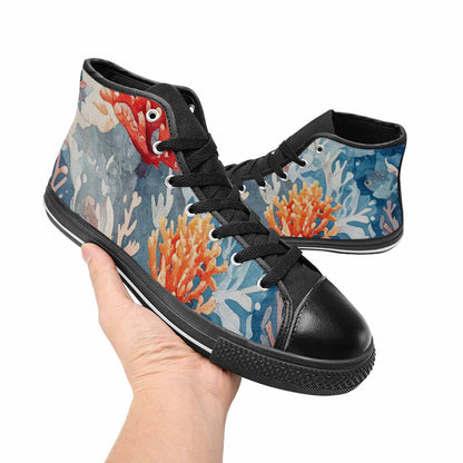 MEN'S Fish Scale Coral High Top Canvas Aesthetic Custom Shoes