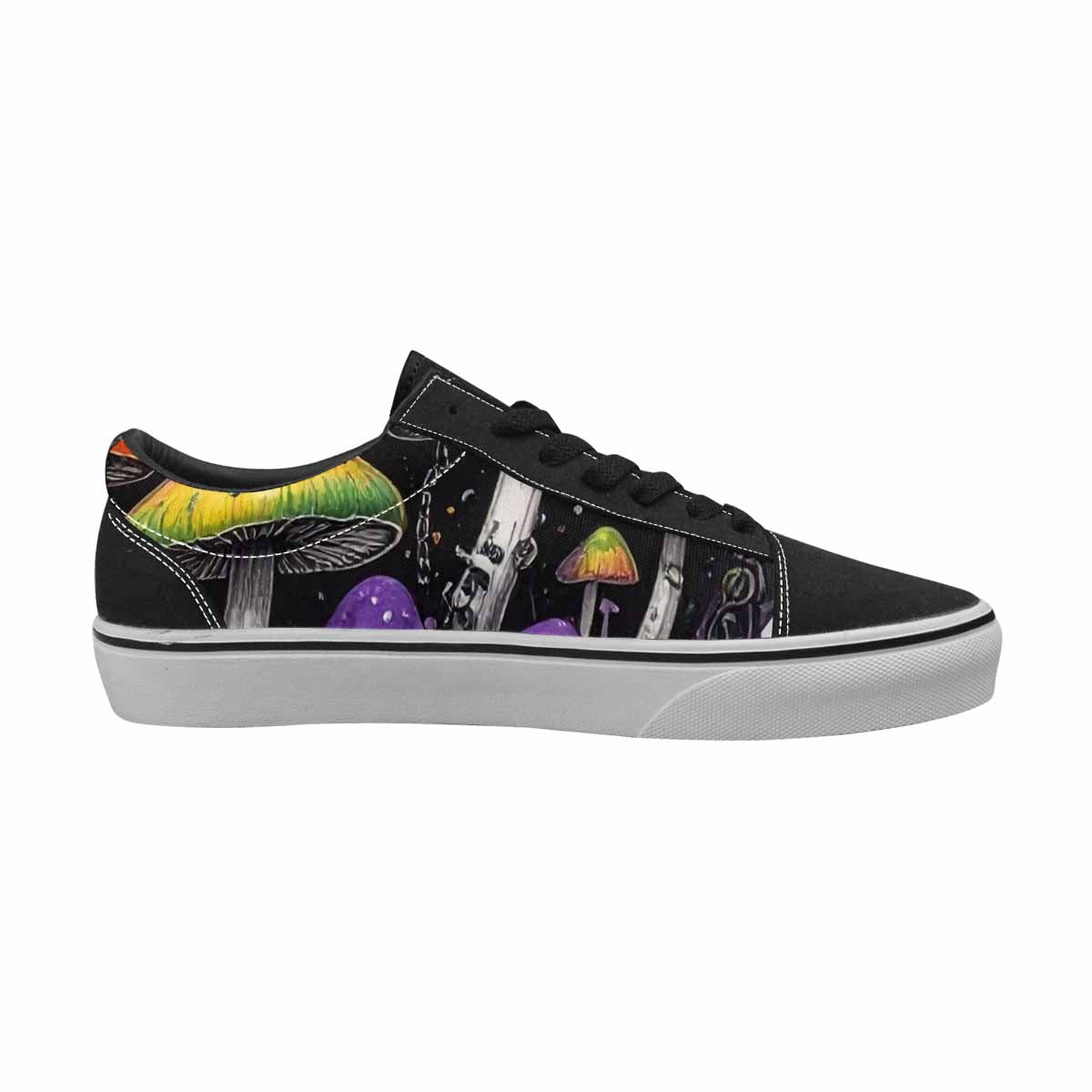 WOMEN'S Rainbow Drip Mushrooms Lace-Up Canvas Surreal Custom Shoes