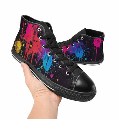 WOMEN'S Paint Splatter High Top Canvas Grunge Custom Shoes