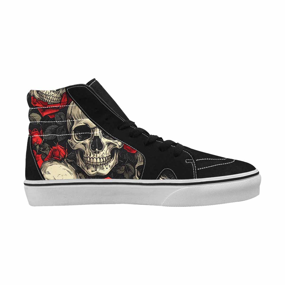 WOMEN'S Skulls Roses Bold Pen Ink High Top Canvas Dark Academia Shoes