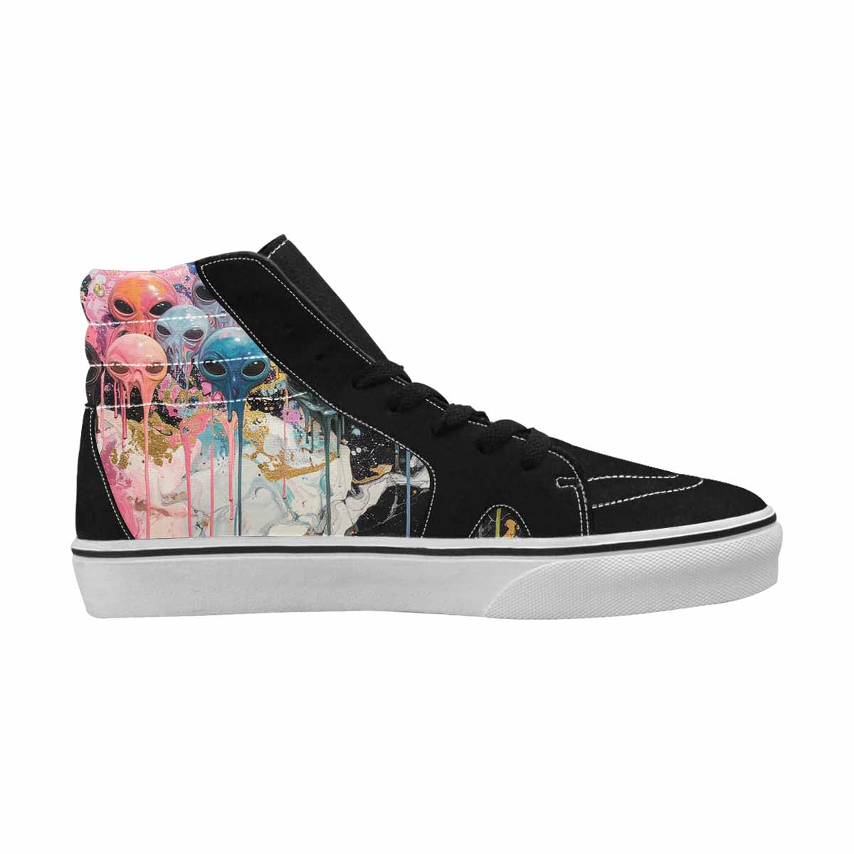 MEN'S Aliens  Marble Melting High Top Canvas Wallpaper Art Sneakers