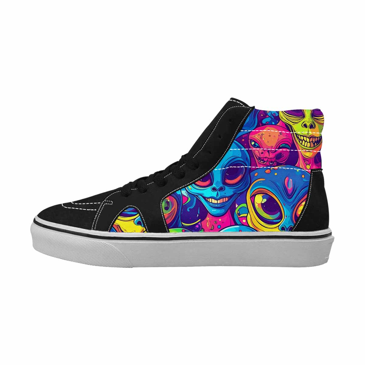 WOMEN'S Alien Ufo Cartoon High Top Canvas Neon Fantasy Custom Shoes