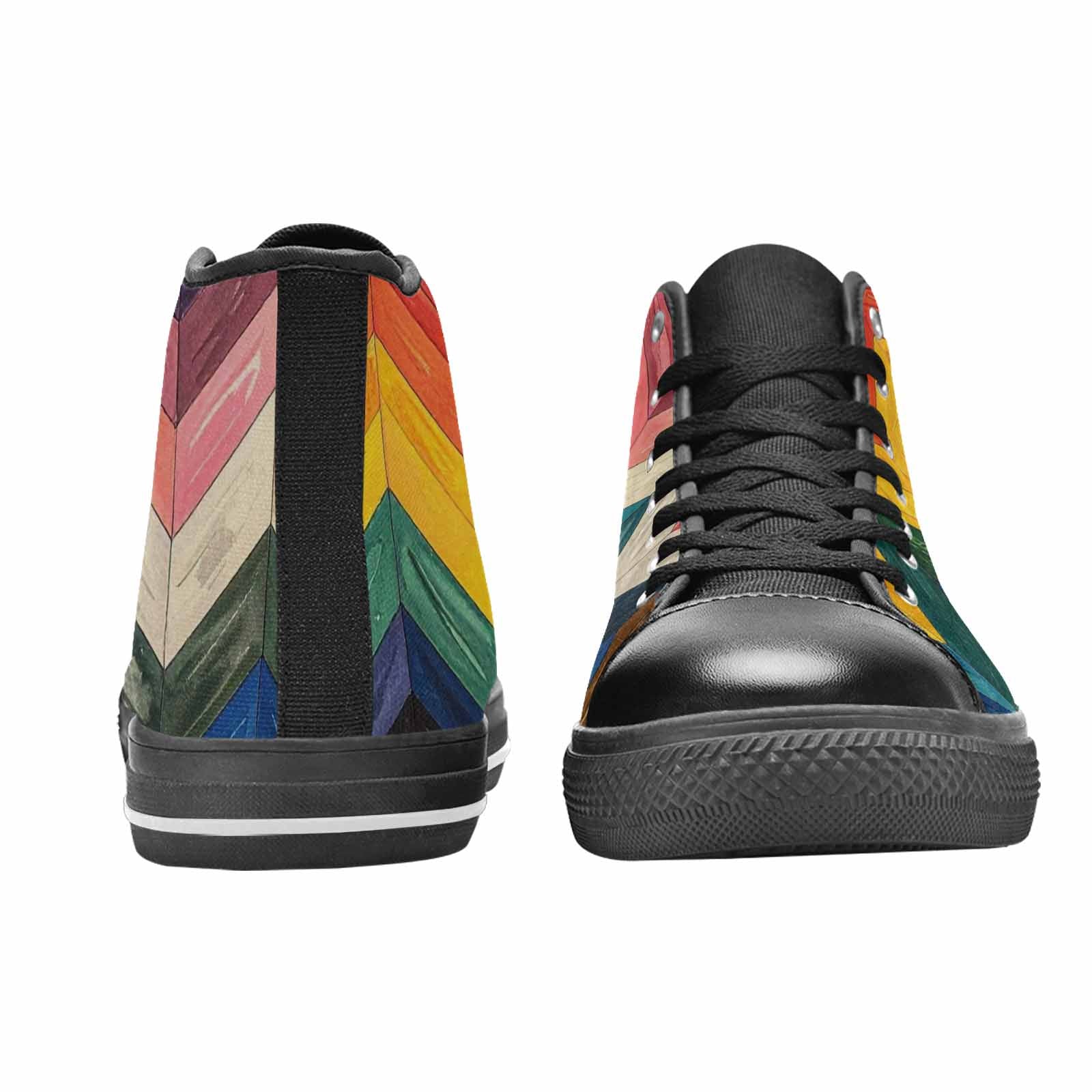 MEN'S Progress Pride Flag High Top Canvas Vibrant Chaos Shoes