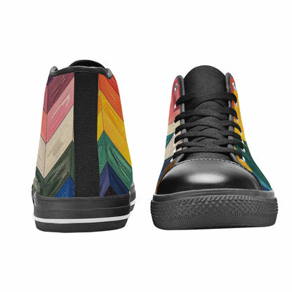 MEN'S Progress Pride Flag High Top Canvas Vibrant Chaos Shoes