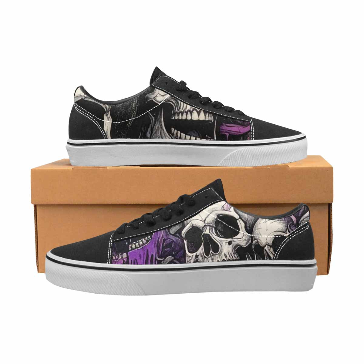 WOMEN'S Rainbow From Skull S Lace-Up Canvas Surreal Shoes