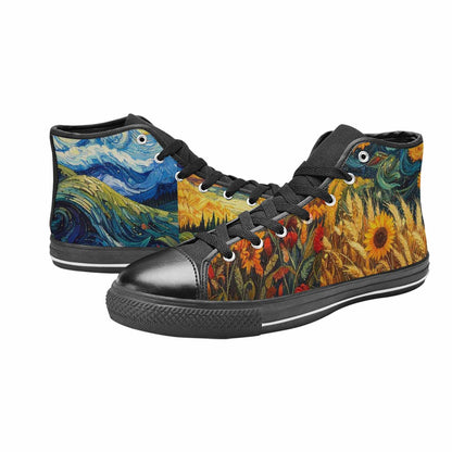 MEN'S Van Gogh-Style Swirl High Top Canvas Surreal Sneakers