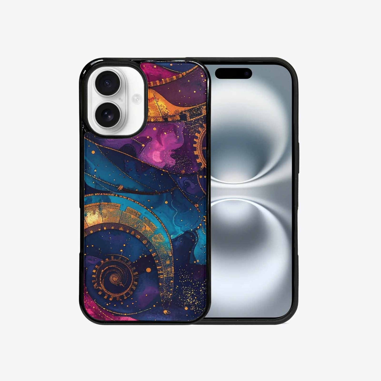 iPhone 16 Case — Steampunk Galaxy Art Seamless Pattern Vibrant, Personalized Phone Case