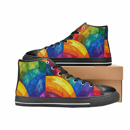 WOMEN'S Rainbow Pride Flag High Top Canvas Dark Academia Custom Sneakers
