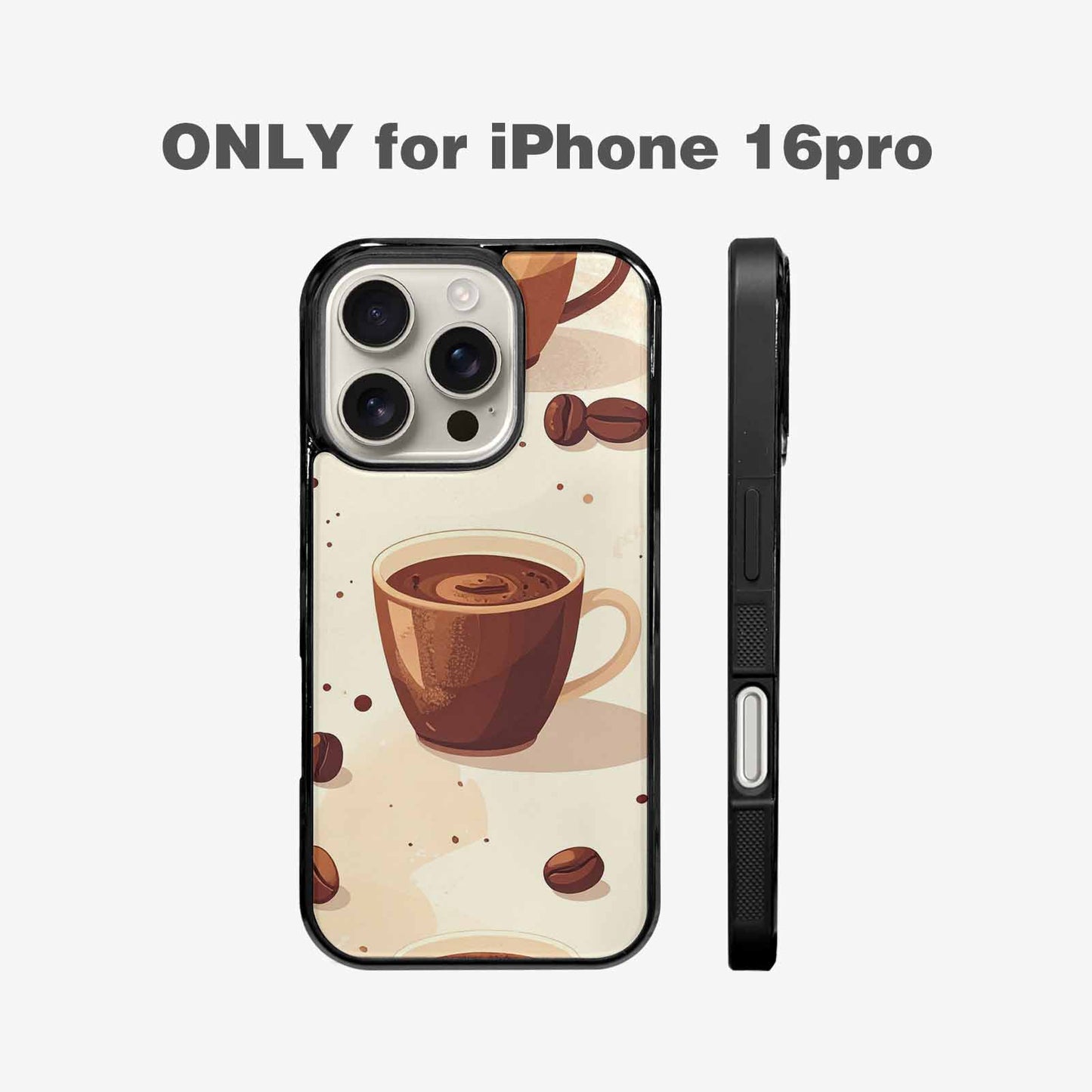 iPhone 16 Pro Case — Coffee Cup And Bean Pattern Seamless, Personalized Phone Case