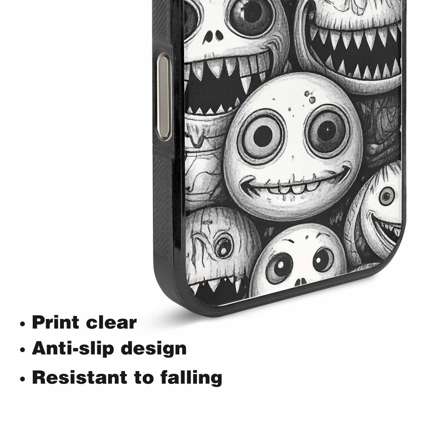 iPhone 15 Pro Max Case — Black And White Monster Face Collage, Custom Art Phone Cover