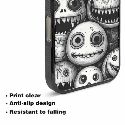 iPhone 15 Pro Max Case — Black And White Monster Face Collage, Custom Art Phone Cover
