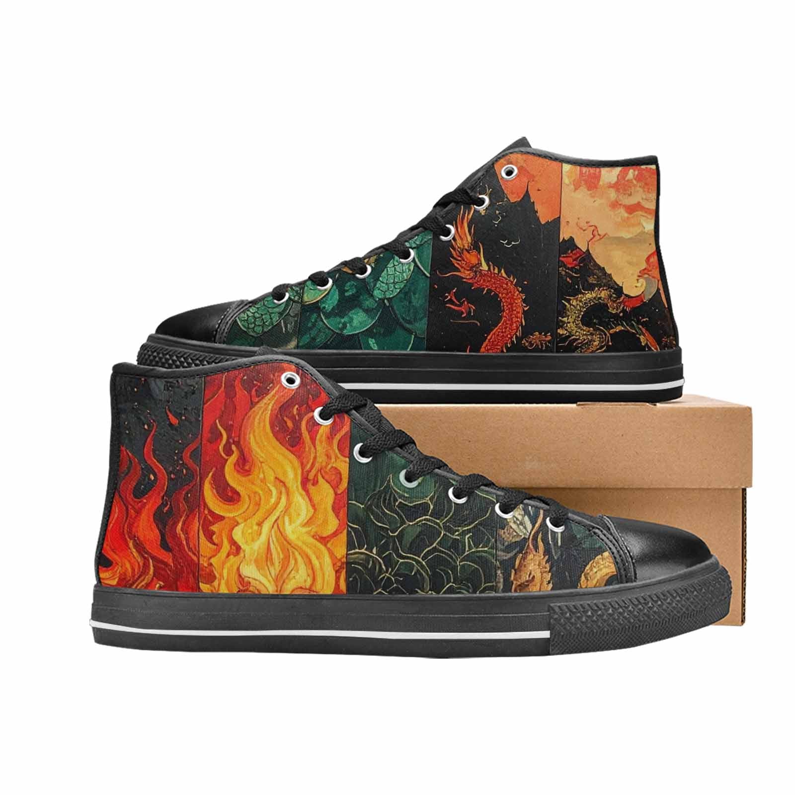 MEN'S Dragon Scale Fantasy High Top Canvas Wallpaper Art Sneakers