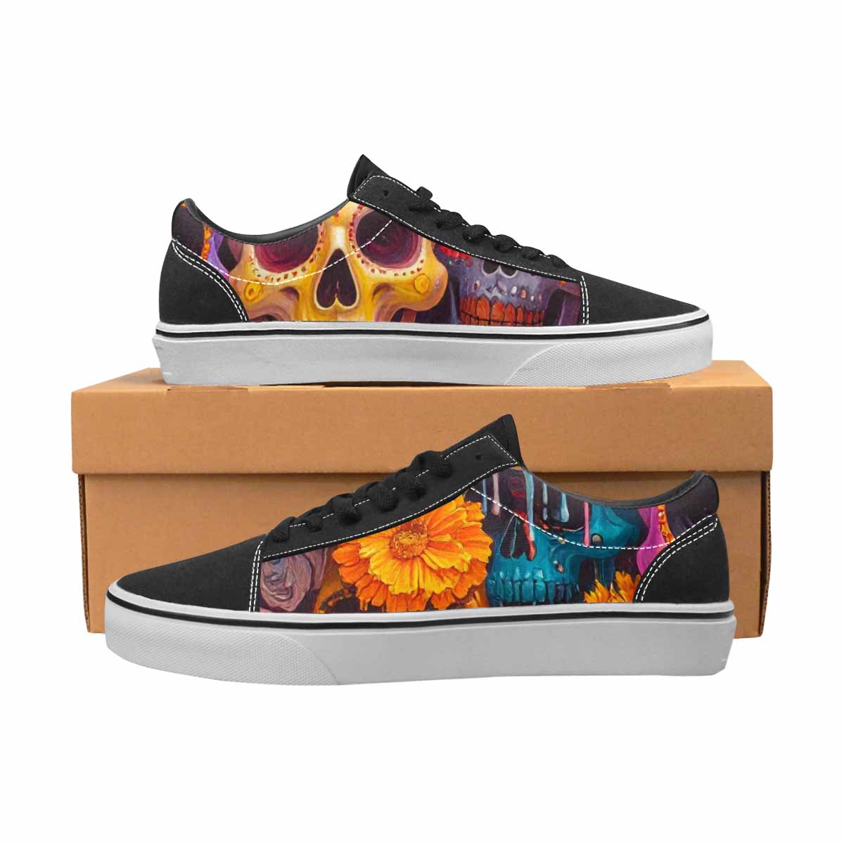 WOMEN'S Sugar Skulls Melting Sugar Lace-Up Canvas Dreamcore Custom Shoes