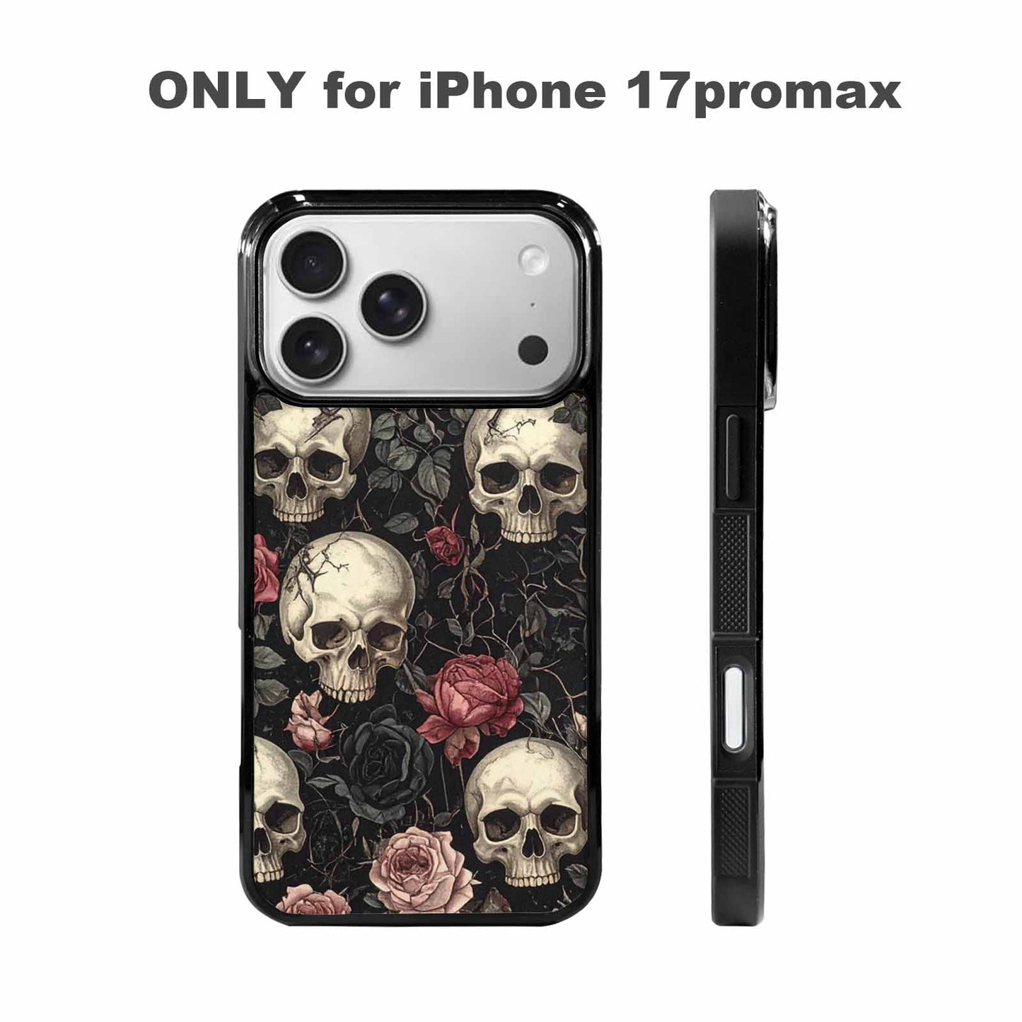 iPhone 17 Pro Max Case — Skulls Roses And Skulls Gothic Skulls, Custom Designed Case Cover