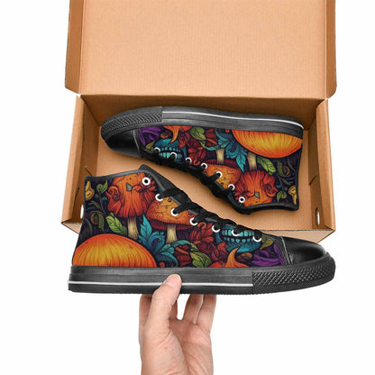 MEN'S Mushrooms And Skulls High Top Canvas Aesthetic Custom Sneakers