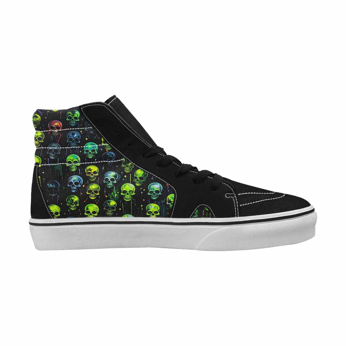 MEN'S Skeletons × Neon Green High Top Canvas Surreal Shoes