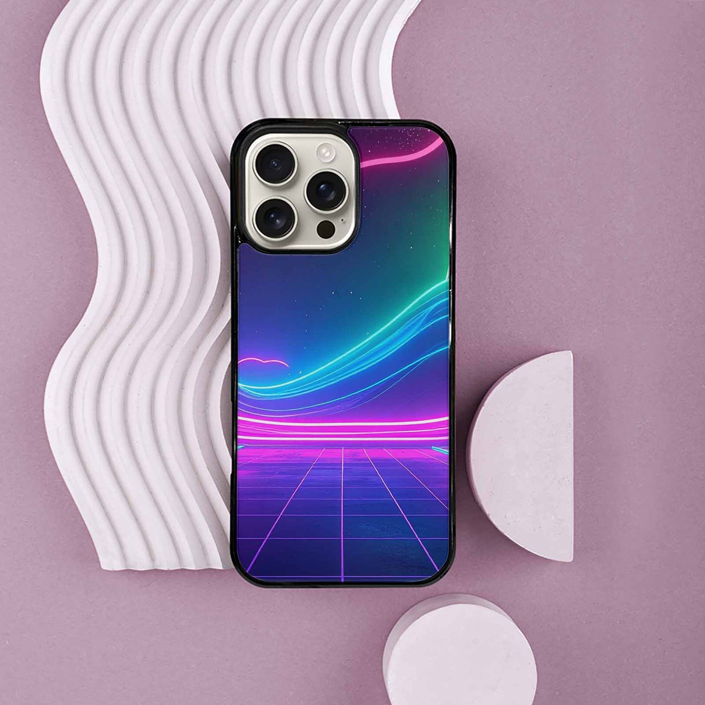 iPhone 16 Pro Max Case — 1980s Neon Cartoon Art Pattern, Custom Designed Case Cover