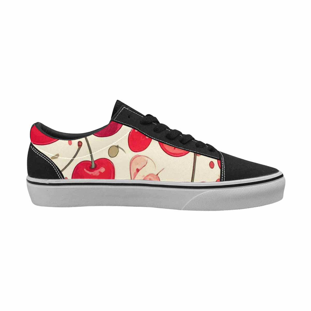 WOMEN'S Cherry Fruit Print Canvas Lace-Up Grunge Custom Sneakers