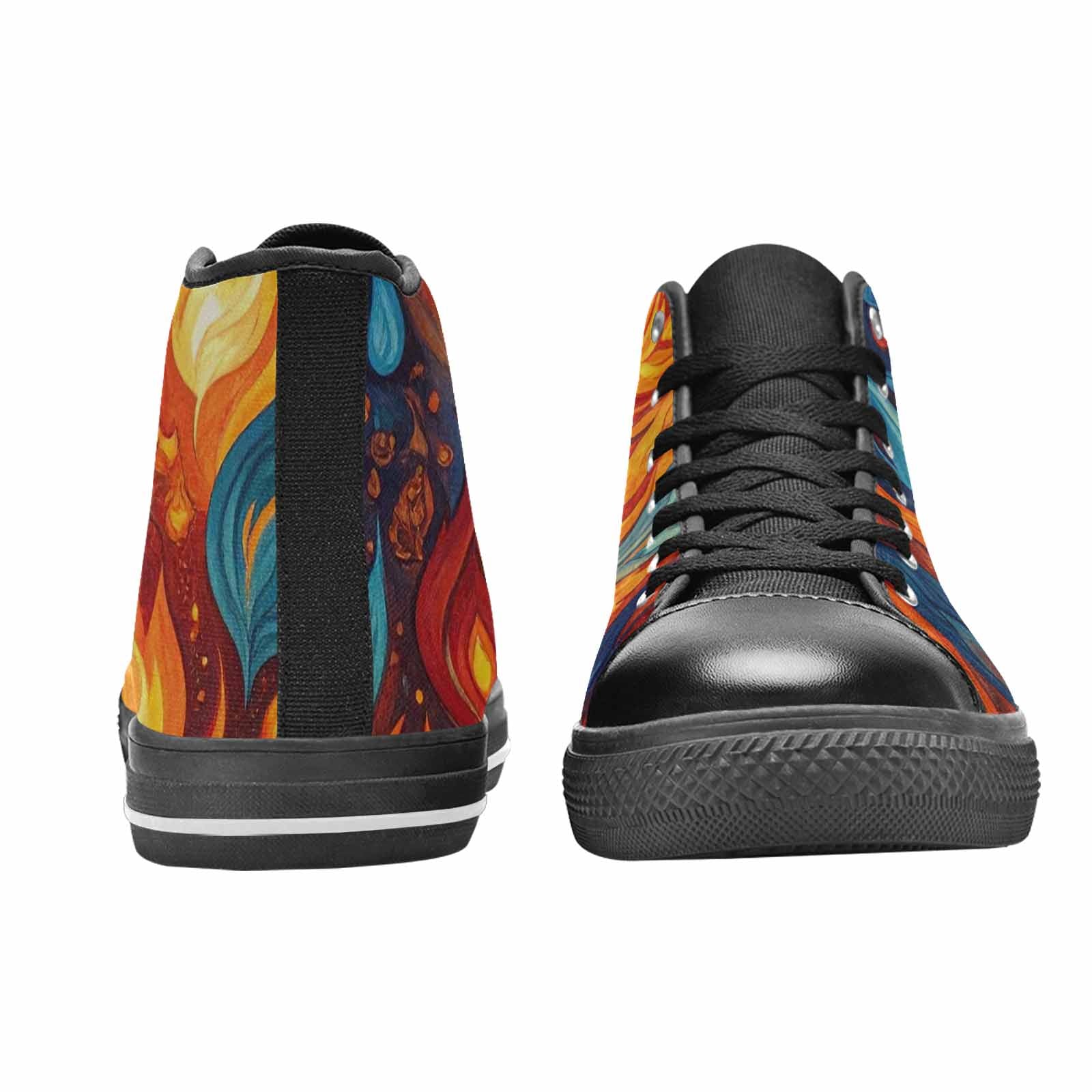 WOMEN'S Fire Flame High Top Canvas Grunge Custom Shoes