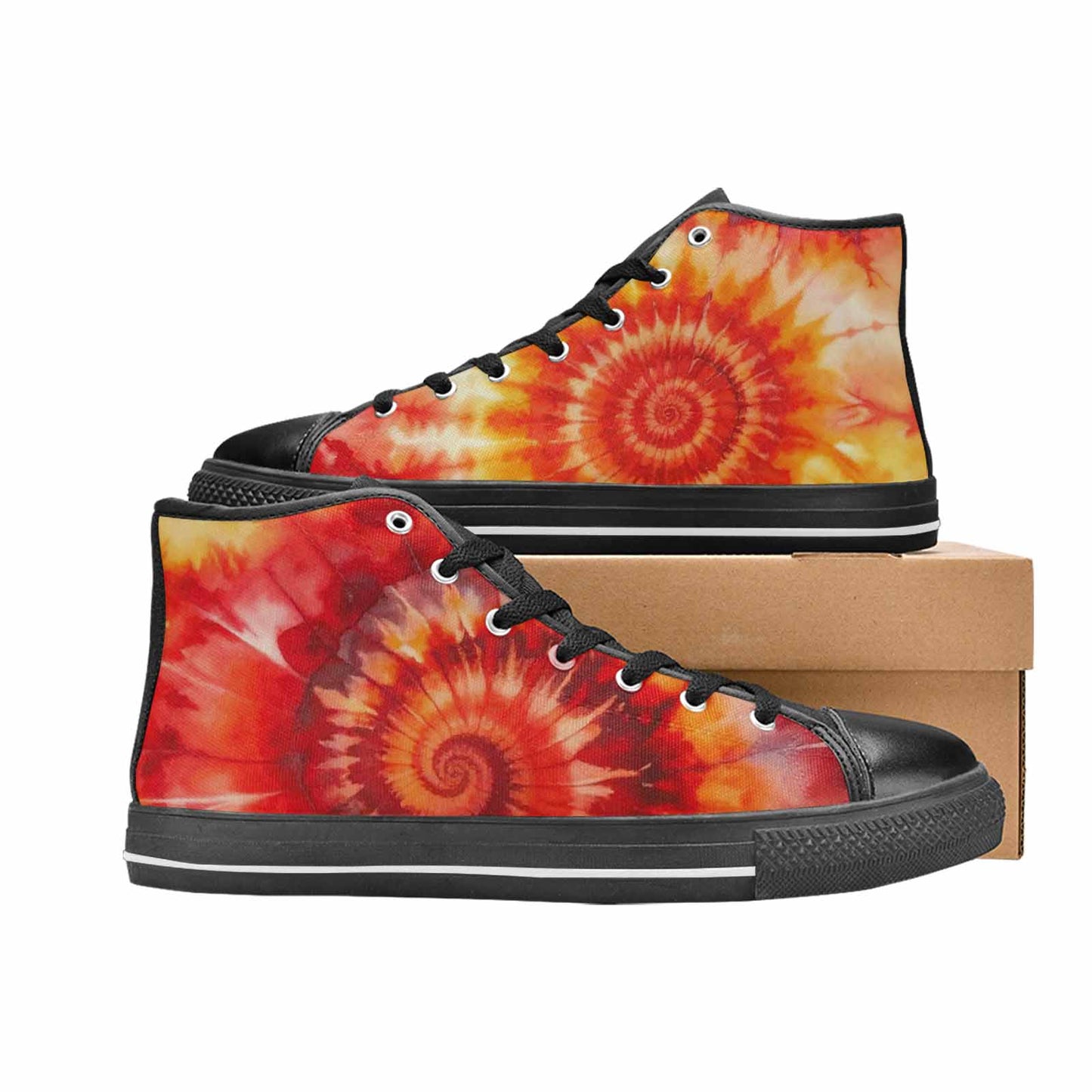 MEN'S Tie Dye - High Top Canvas Wallpaper Art Shoes