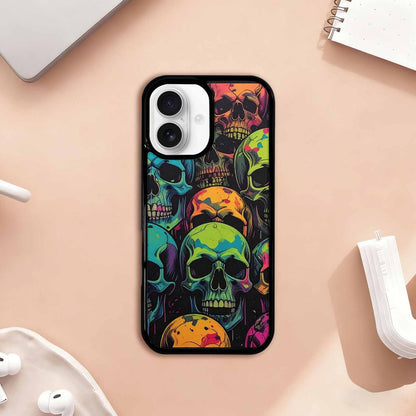 iPhone 17 Case — Of Skulls Neon Camo Gothic Skulls, Unique Phone Case Design