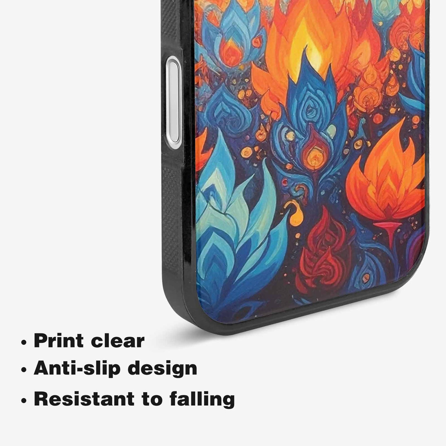 iPhone 16 Case — Flame Burst Full Color Vibrant Flame, Custom Designed Case Cover