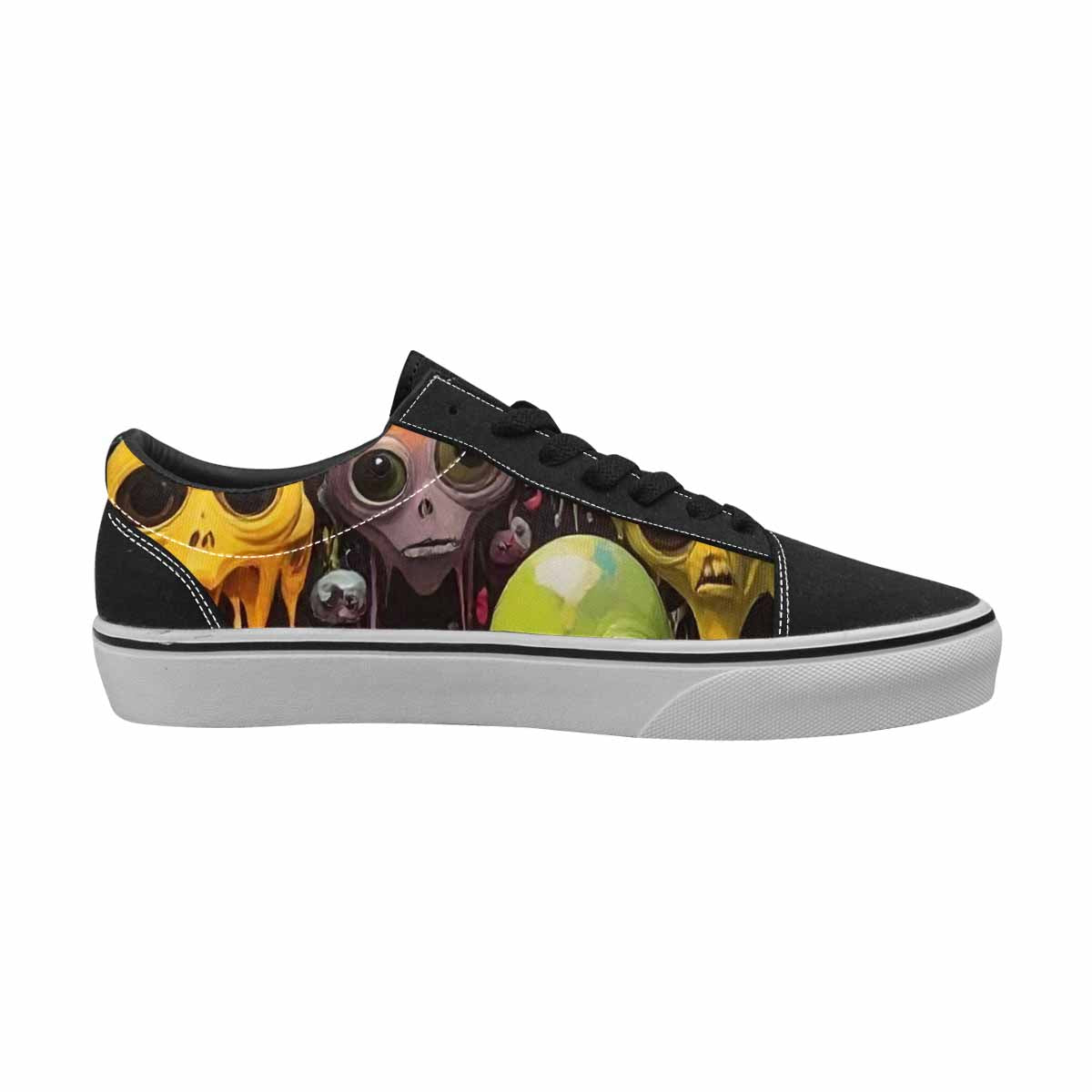 WOMEN'S Aliens  Camo Melting Lace-Up Canvas Wallpaper Art Sneakers