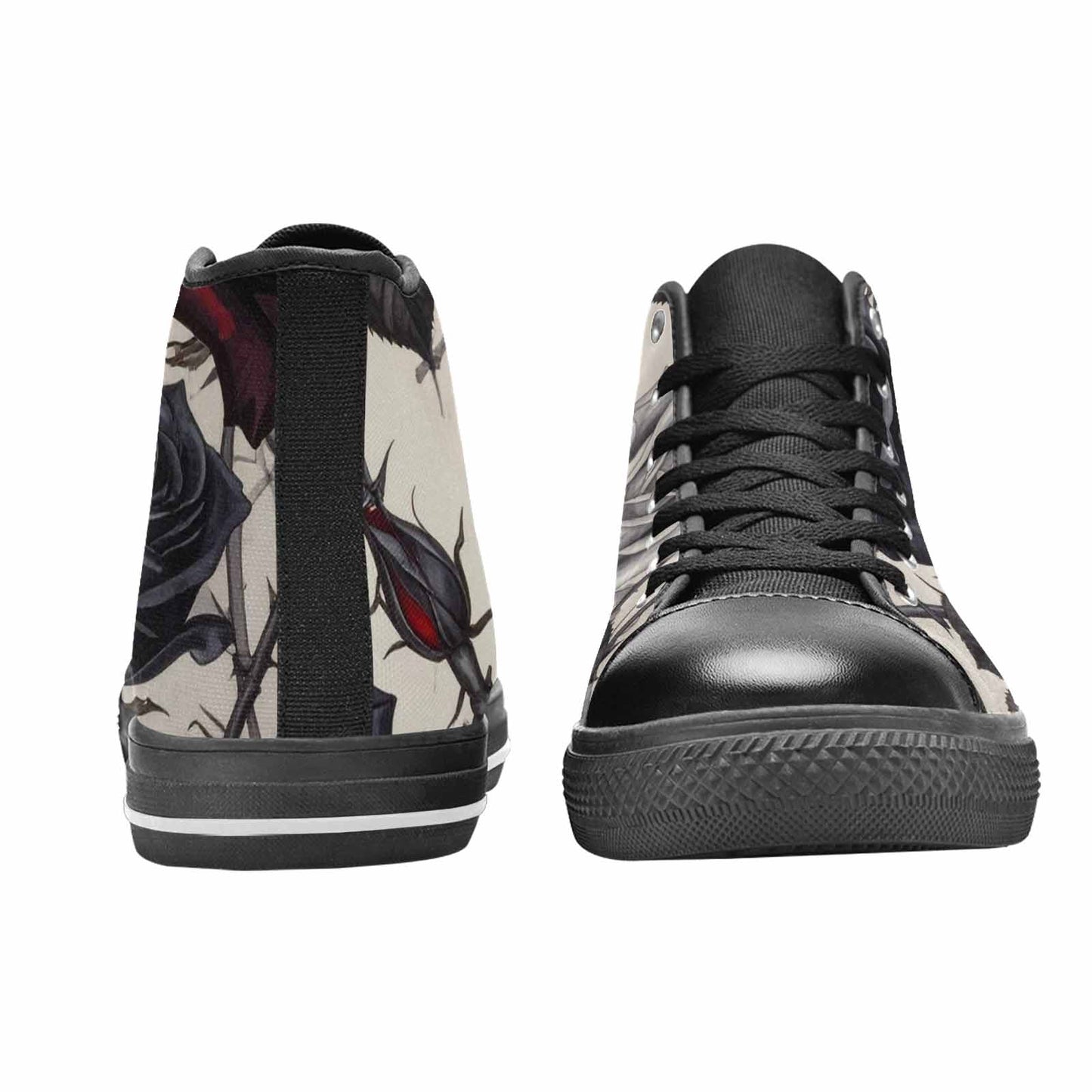MEN'S Black Gothic Rose High Top Canvas Vibrant Chaos Shoes