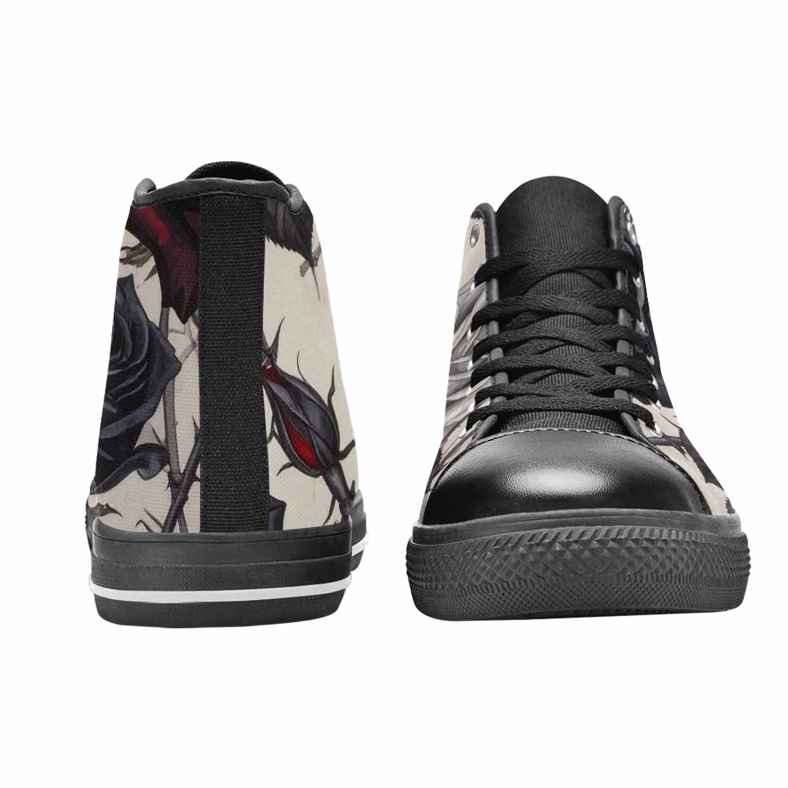 MEN'S Black Gothic Rose High Top Canvas Vibrant Chaos Shoes