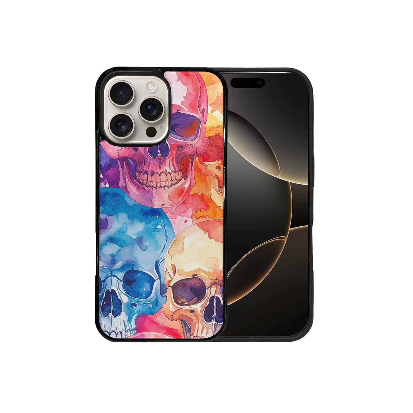iPhone 16 Pro Max Case — Kulls Watercolor Skulls Small Skull Pattern, Custom Designed Case Cover