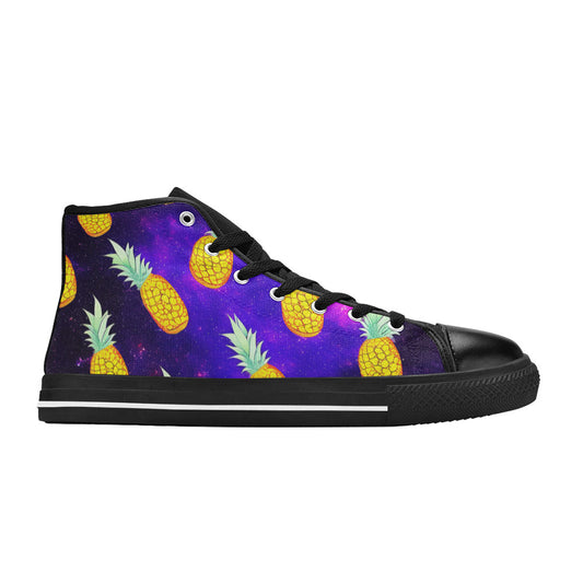 WOMEN'S Galaxy Pineapples 2 High Top Canvas Vibrant Chaos Shoes