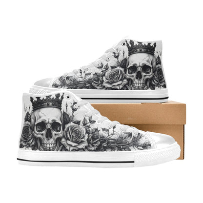 Dark Tattoo Skull Men's Gothic Art High Top Canvas Shoes | Freaky Shoes®