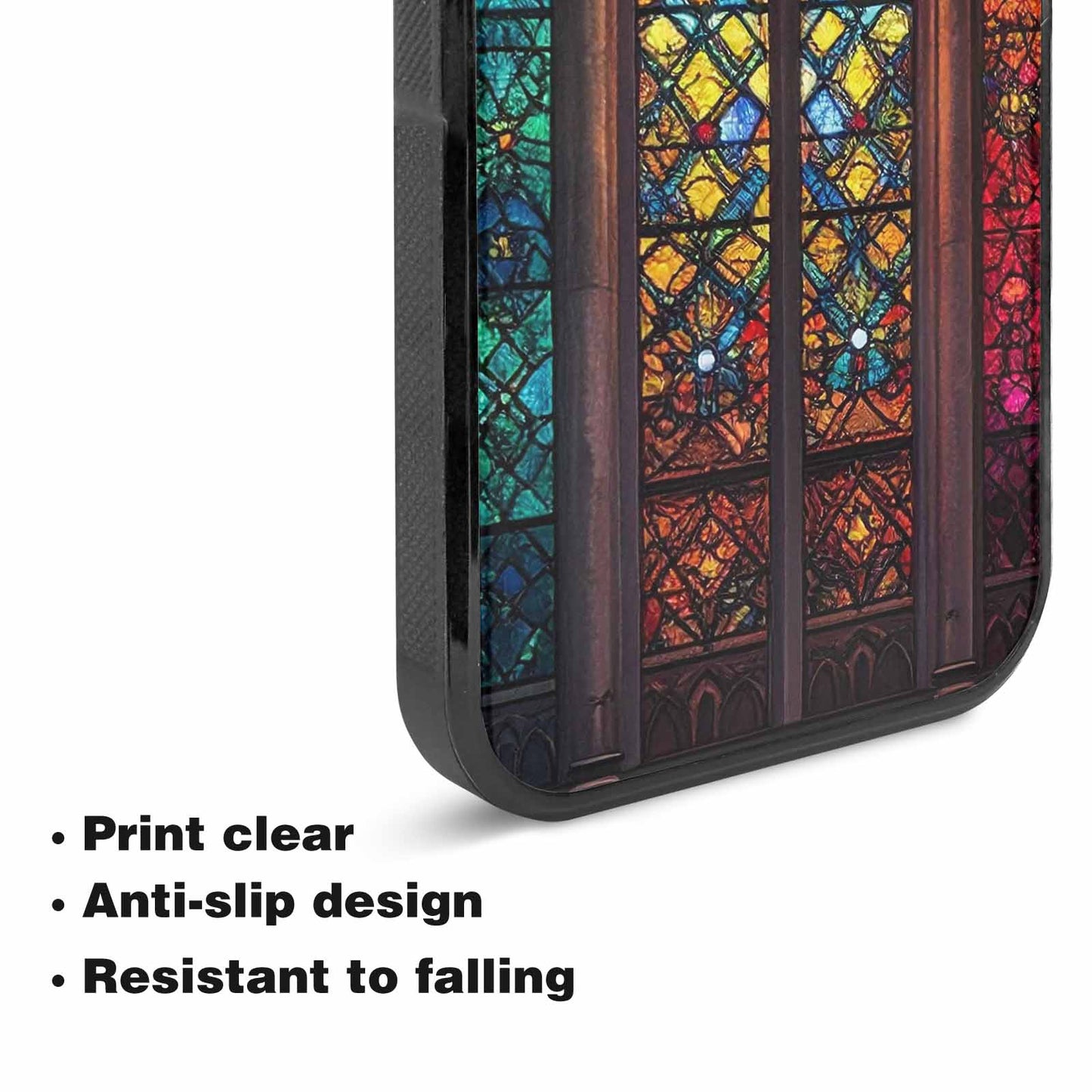 iPhone 15 Plus Case — Stained Glass Window Pattern Seamless Repeat, Custom Designed Case Cover