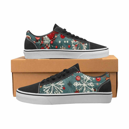 WOMEN'S Christmas Holly Snowflake Canvas Lace-Up Vibrant Chaos Custom Sneakers