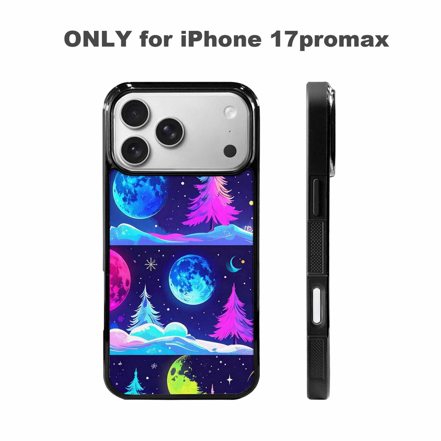 iPhone 17 Pro Max Case — Neon Winter Moon Cartoon Cute, Custom Made Phone Cover