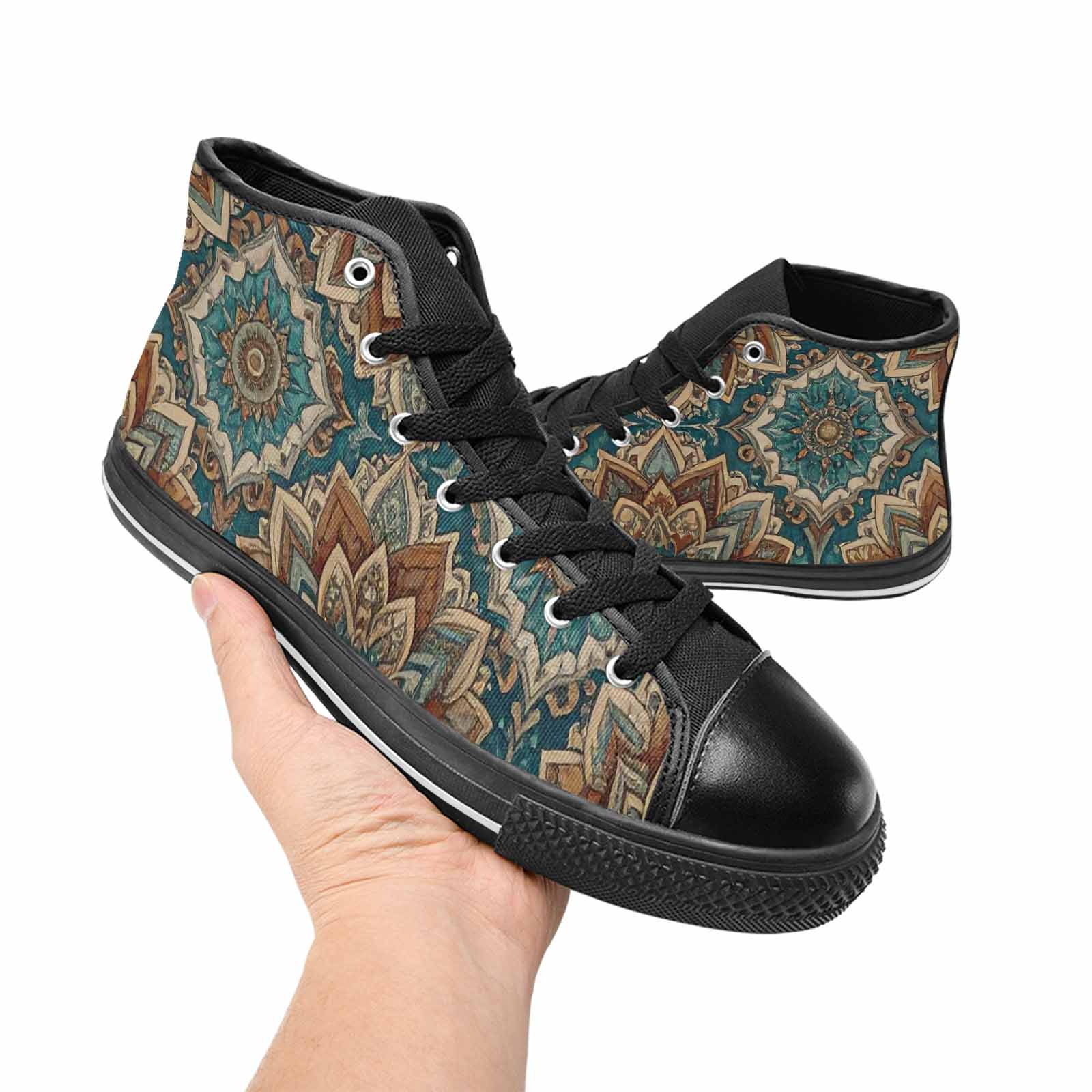 MEN'S Mandala High Top Canvas Vivid Custom Sneakers